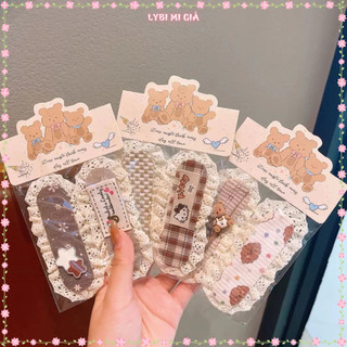 Set 2 Miếng Dán Tóc Cố Định Tone Nâu Kitty Kèm Charm Thời Trang Hàn Quốc