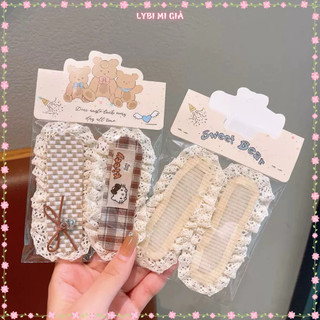 Set 2 Miếng Dán Tóc Cố Định Tone Nâu Kitty Kèm Charm Thời Trang Hàn Quốc