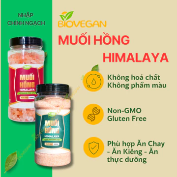 Muối hồng Himalaya dạng mịn dạng hạt 500gr AnBio Ăn Chay - Ăn kiêng - Ăn thực dưỡng BioVegan