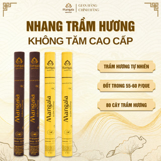 Nhang Trầm Hương Không Tăm Cao Cấp MANGALA - Trầm Tăm 80 que | 20gr - Bột Trầm Núi Thiên Nhiên