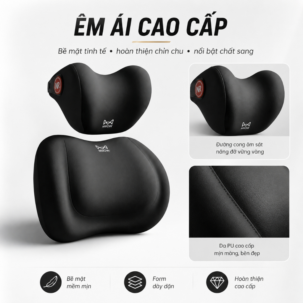 Gối tựa ô tô công thái học cao cấp, Cao su non Memory Foam mềm mại êm ái - The ComfyPrime LIFXY