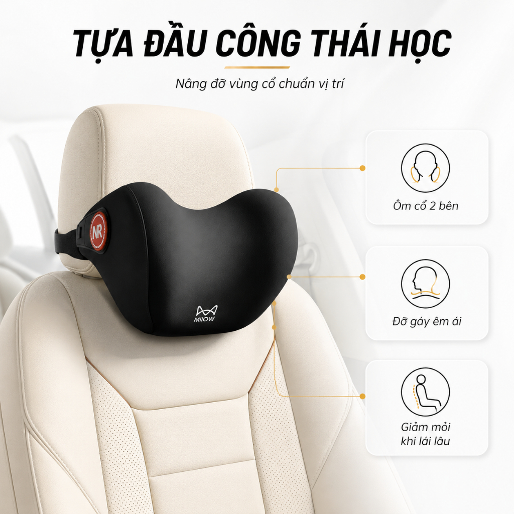Gối tựa ô tô công thái học cao cấp, Cao su non Memory Foam mềm mại êm ái - The ComfyPrime LIFXY