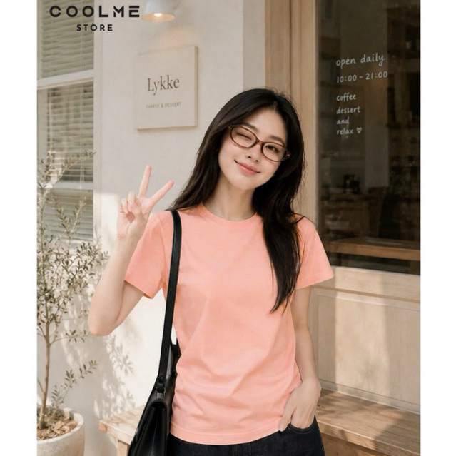 Áo thun baby tee nữ trơn basic form vừa cổ bo chun chất cotton co giãn thấm hút mồ hôi Coolme -BBT