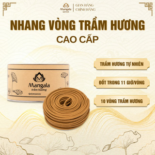 Nhang Vòng Trầm Hương Cao Cấp MANGALA 11 giờ - 10 Khoanh trầm Nguyên Liệu Thiên Nhiên Nguyên Chất