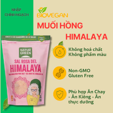 Muối hồng Himalaya dạng mịn dạng hạt 1kg NaturGreen Ăn Chay - Ăn kiêng - Ăn thực dưỡng BioVegan