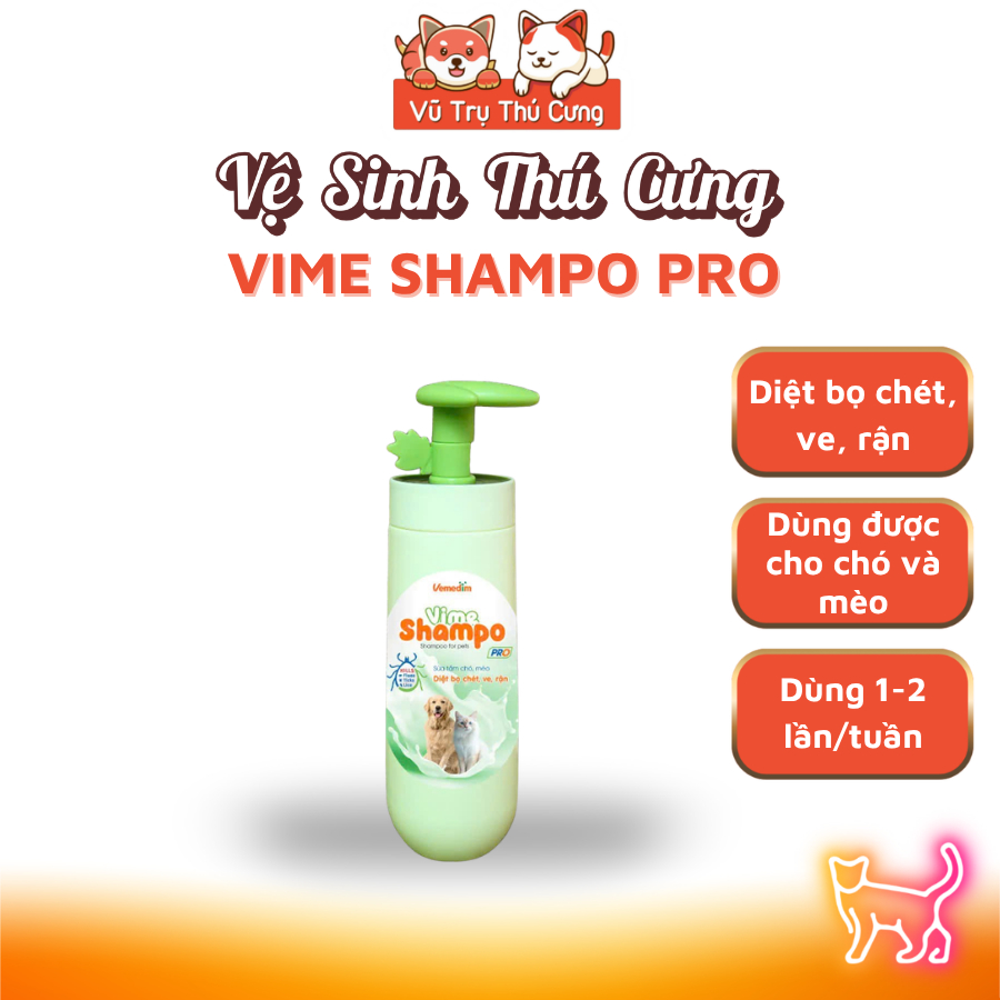 Sữa Tắm Làm Sạch Ve, Rận, Bọ Chét Cho Thú Cưng Vime Shampo Pro 300ml