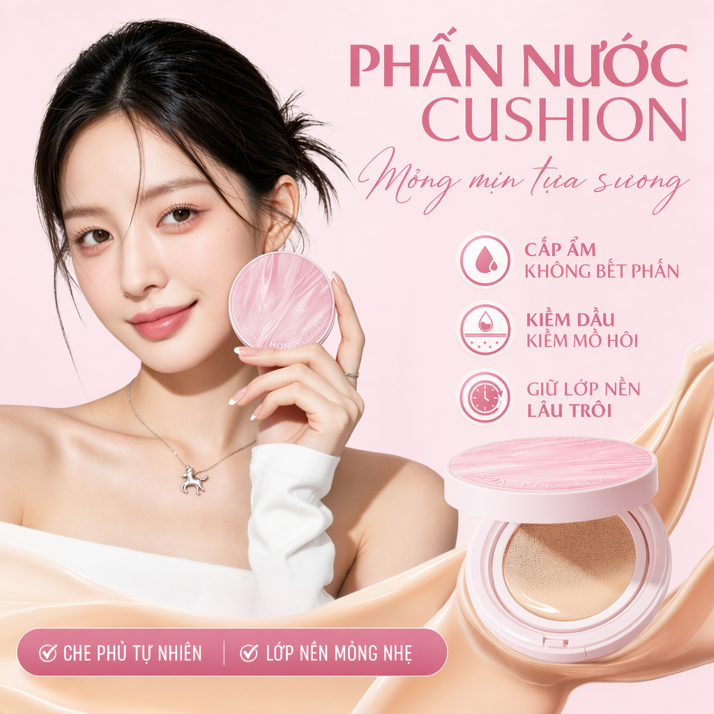 Phấn nước cushio,giữ trang lâu,chống trôi trang,che khuyết,kiểm dầu,dưỡng ẩm,2 màu