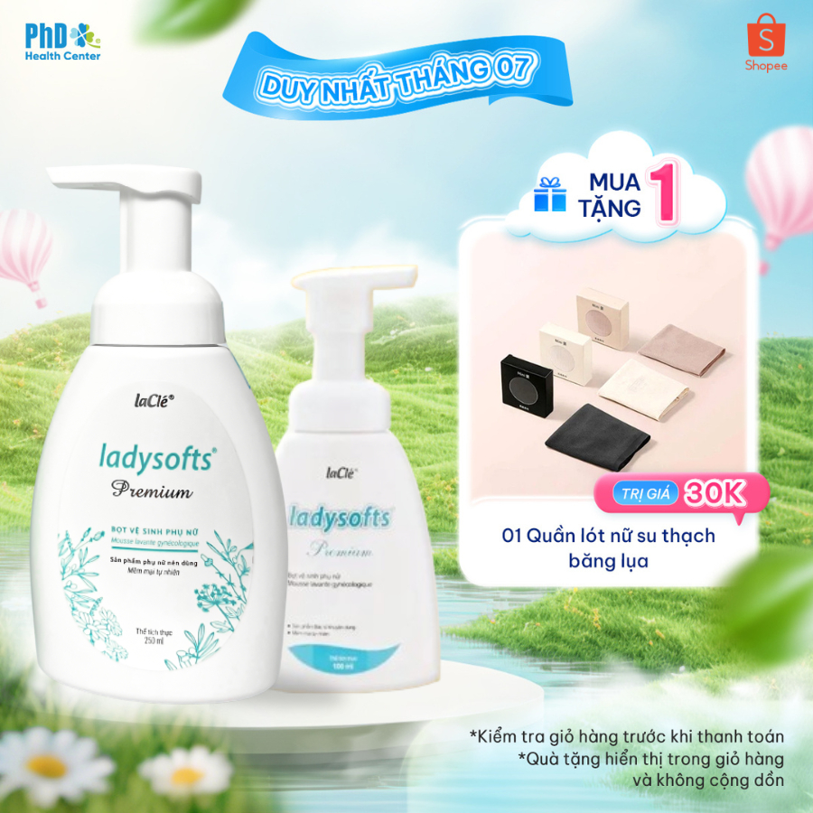 Combo 2 Chai Dung Dịch Vệ Sinh Phụ Nữ Dạng Bọt Ladysofts Premium Làm Sạch Và Duy Trì Độ pH Tự Nhiên