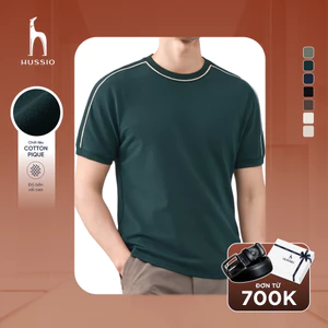 Áo thun nam cổ tròn DIAGO vải Cotton Pique dày dặn, thanh lịch, trẻ trung - HUSSIO