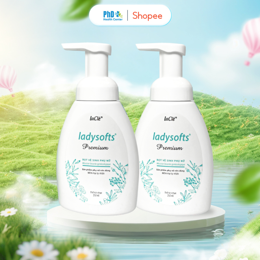 Combo 2 Chai Dung Dịch Vệ Sinh Phụ Nữ Dạng Bọt Ladysofts Premium Làm Sạch Và Duy Trì Độ pH Tự Nhiên