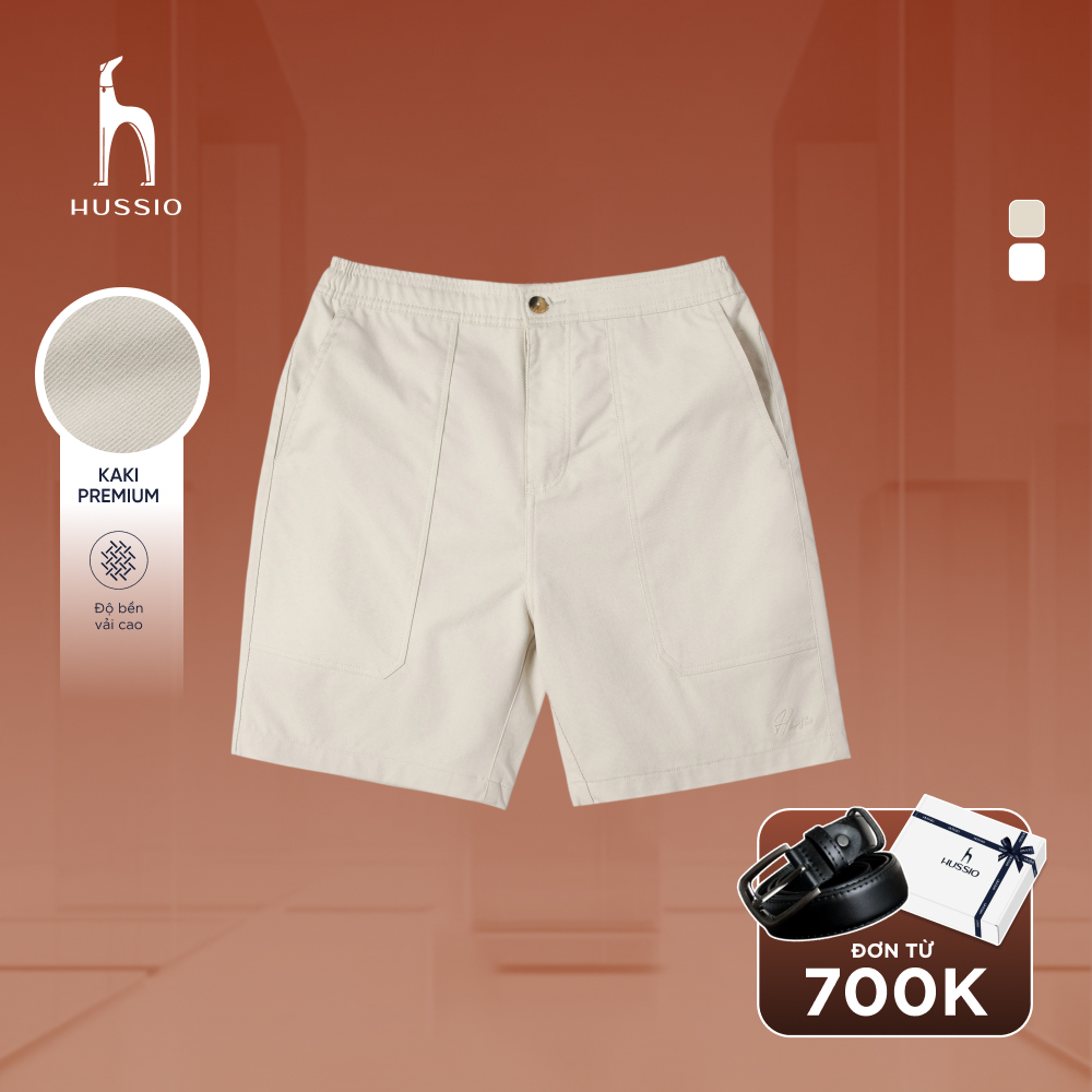 [New T6] Quần short nam LAUN vải kaki cao cấp, co giãn nhẹ, lưng chun linh hoạt, form trên gối hack dáng - HUSSIO