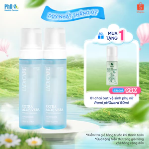 Combo 2 Dung Dịch Vệ Sinh Phụ Nữ Dạng Bọt Ladycare Extra Aloe Vera Da Nhạy Cảm, Duy Trì pH 190ml