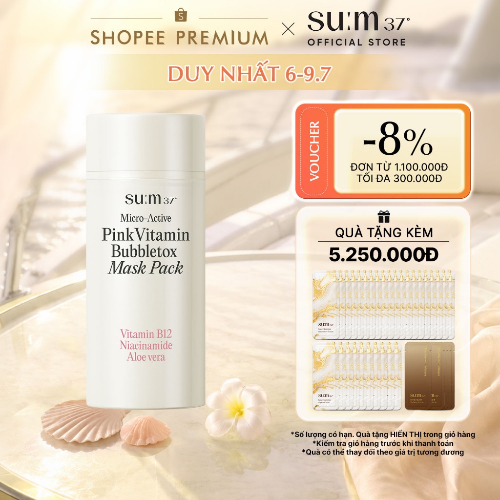 [SU:M37 OFFICIAL] Mặt nạ sủi bọt hồng su:m37 Micro Active Pink Vitamin Bubbletox Mask Pack