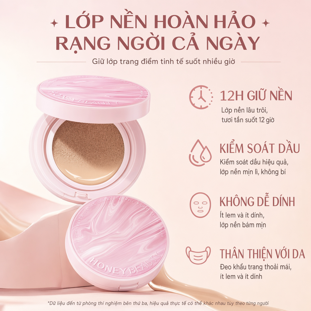 Phấn nước cushio,giữ trang lâu,chống trôi trang,che khuyết,kiểm dầu,dưỡng ẩm,2 màu