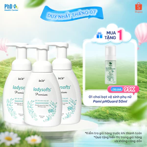Combo 3 Chai Dung Dịch Vệ Sinh Phụ Nữ Dạng Bọt Ladysofts Premium Duy Trì Độ pH Tự Nhiên 250ml