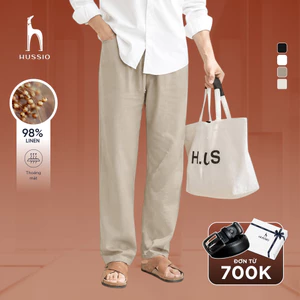 Quần dài LINENE SIMON nam form suông, vải Linen mềm mịn, thoải mái, thanh lịch - HUSSIO