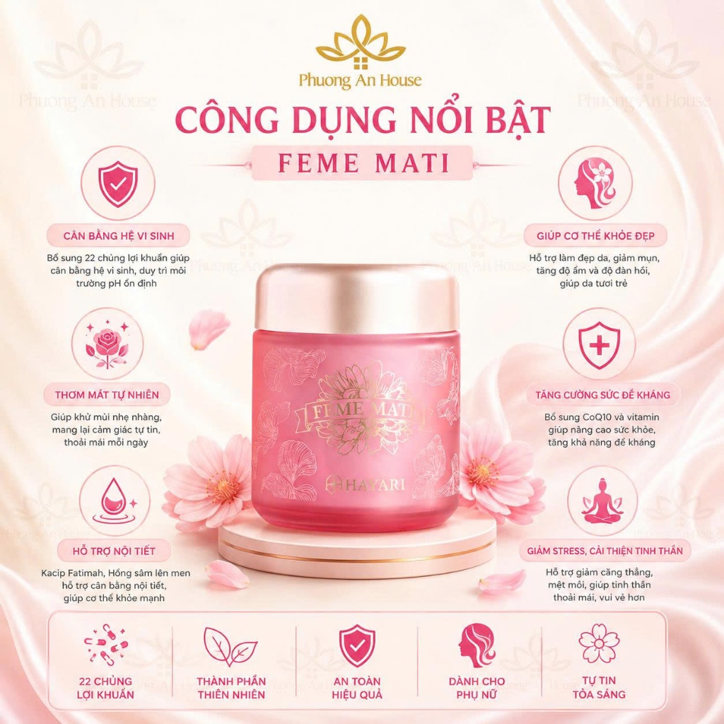 Viên Uống Feme Mati Hayari Nhật Bản Men Vi Sinh Hỗ Trợ Cân Bằng Hệ Vi Sinh Nữ 45 viên