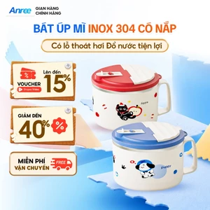 Tô Ăn Mì Cute Inox 304 ANREE Có Nắp Tay Cầm - Bát Mì Tiện Lợi Giữ Nhiệt Cho Sinh Viên Văn Phòng