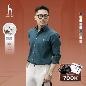 Áo sơ mi nam tay dài LOGO H SEASON 2 vải Oxford cao cấp, thoáng mát, thanh lịch - HUSSIO