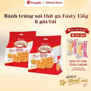 Bánh trứng sữa sợi gà Belgi Fasty Tràng An 30% SỢI GÀ thơm ngon dinh dưỡng 6 gói/túi, 12 túi/thùng