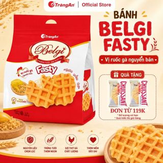 Bánh trứng sữa sợi gà Belgi Fasty Tràng An 30% SỢI GÀ thơm ngon dinh dưỡng 6 gói/túi, 12 túi/thùng