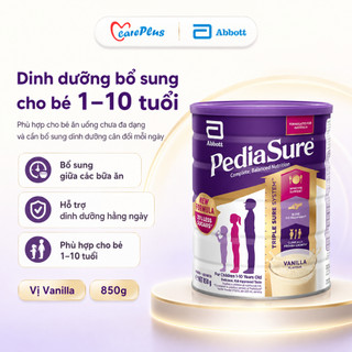 Sữa PediaSure Úc Abbott 850g Vani Dinh dưỡng cho trẻ biếng ăn 1-10 tuổi, nhập khẩu Úc chính hãng