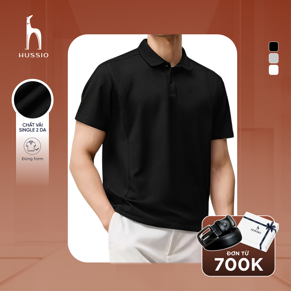 Áo polo UPBODY SNAP form cleanfit, vải single dày dặn, đứng form, giảm nhăn - HUSSIO
