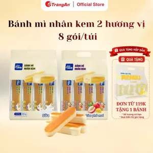 Bánh mỳ HANDY nhân kem vị đào phô mai, vị sữa thơm ngon dinh dưỡng cho bữa sáng, bữa xế túi 264g x 8 gói | Tràng An