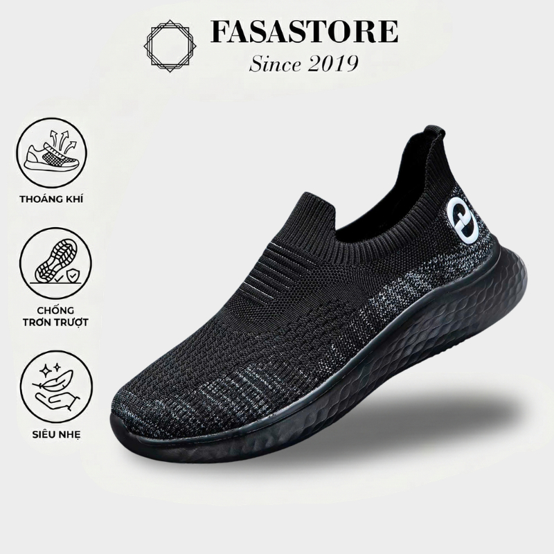 Giày Lười Nam FASASTORE Siêu Nhẹ Êm Chân Vải Lưới Thoáng Khí, Đế Mềm Chống Trơn Đi Bộ Thể Thao