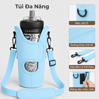 Túi đựng cốc giữ nhiệt Holic Fan House, túi vải Dù Canvas ôm sát toàn bộ thân bình, chống thấm nước