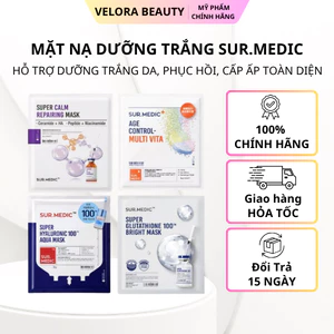 Hộp 10 miếng mặt nạ SUR.MEDIC hỗ trợ dưỡng trắng da, phục hồi, cấp ấp toàn diện, an toàn với mọi loại da