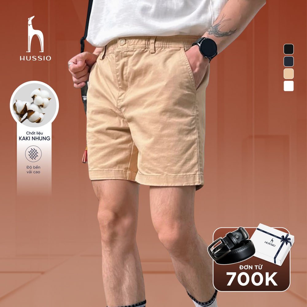 Quần short nam CHICAGO vải Kaki nhung cao cấp, trẻ trung, lịch lãm, chuẩn form - HUSSIO
