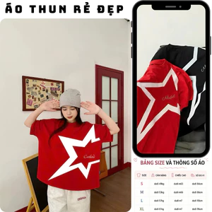 Áo thun, phông NGÔI SAO SIMON Áo tay lỡ tshirt cổ tròn UNISEX nam nữ Cotton oversize form rộng