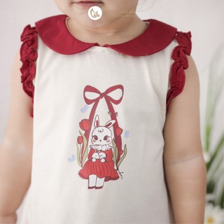 NBAN (6M-6Y) Bộ đồ ngắn bé gái Thỏ Mơ, Set quần áo cotton mềm mát cho bé mặc hè-THOMO8.25
