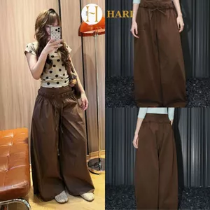 Quần Suông Nữ Dài Chất Kaki Ống Rộng Phối Dây Buộc Ulzzang Cá Tính Q95 Hari