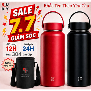 Bình Giữ Nhiệt Ruby 1000ml RB01000 Inox 304 Giữ Lạnh 24H Giữ Nóng 12H, 6 Màu, Tặng Túi Đeo