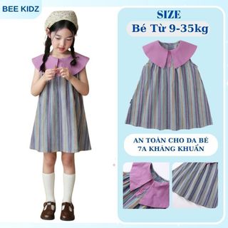 Váy Cho Bé Gái, Váy Sát Nách cho Bé Gái Thiết Kế Cổ Bèo Xinh Chất Liệu Thoáng Mát