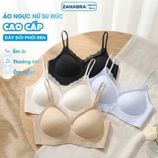 Áo ngực nữ su đúc cao cấp không gọng cup 3D nâng ngực, Áo lót nữ mút mỏng 1.5cm dây đôi phối ren ZANABRA A2606