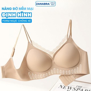 Áo ngực nữ su đúc cao cấp không gọng cup 3D nâng ngực, Áo lót nữ mút mỏng 1.5cm dây đôi phối ren ZANABRA A2606