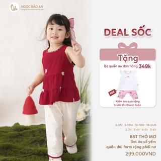 NBAN (6M-6Y) Set đồ bé gái Thỏ Mơ, áo cổ yếm quần dài form rộng mềm mát cho bé-THOMO8.25