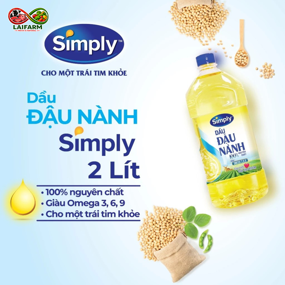 [Laifarm] Dầu ăn đậu nành Simply loại 1L/2L