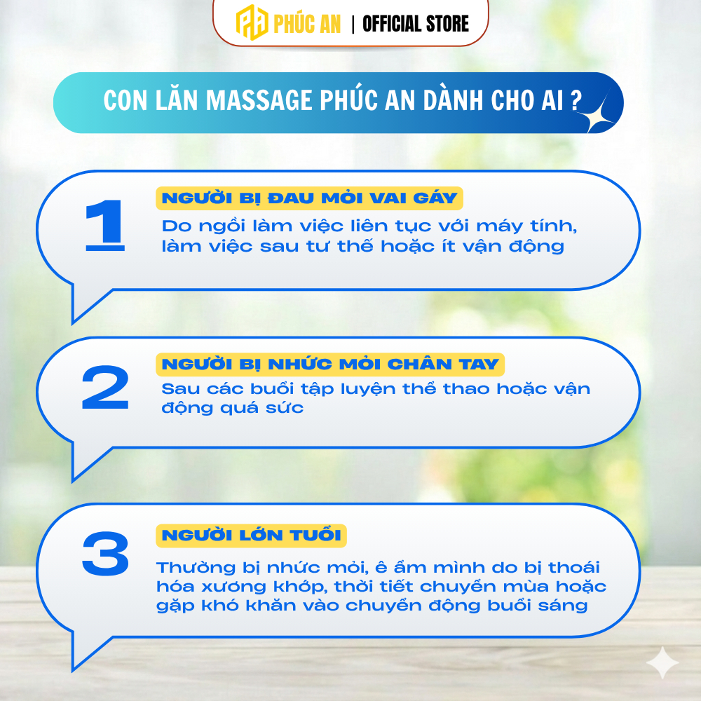 Con lăn massage cổ vai gáy Phúc An, thanh con lăn cạo gió mát xa, làm dịu các cơn đau mỏi - 50gr