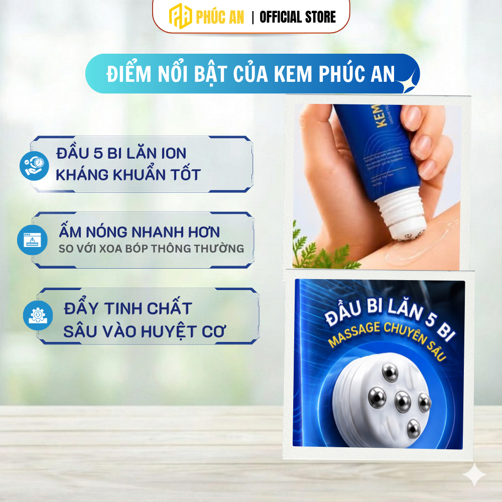 Con lăn massage cổ vai gáy Phúc An, thanh con lăn cạo gió mát xa, làm dịu các cơn đau mỏi - 50gr