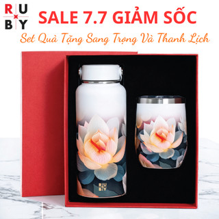 Sét Quà Tặng Tri Ân, Bộ Bình Cốc Giữ Nhiệt Hương Sắc Ruby Sang Trọng Kèm Hộp và Túi xách sang trọng