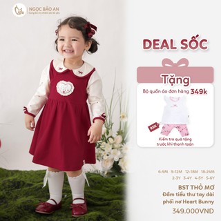 NBAN (6M-6Y) Đầm thời trang bé gái Thỏ Mơ, đầm tay dài dễ thương cho bé mặc đi chơi-THOMO8.25