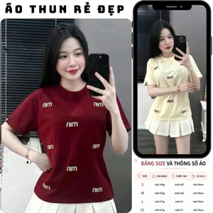 Áo thun, phông MINMIN Áo tay lỡ tshirt cổ tròn UNISEX nam nữ Cotton oversize form rộng