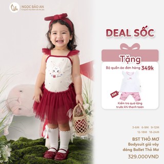 NBAN (3M-24M) Body đầm bé gái dáng ballet Thỏ Mơ, bodysuit giả váy xinh xắn cho bé-THOMO8.25