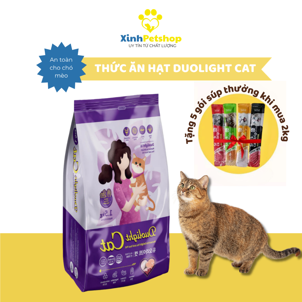 Hạt Cho Mèo Duolight Cat 1kg - Thức Ăn Mèo Hỗ Trợ Tiết Niệu, Tiêu Hóa, Bóng Mượt Lông