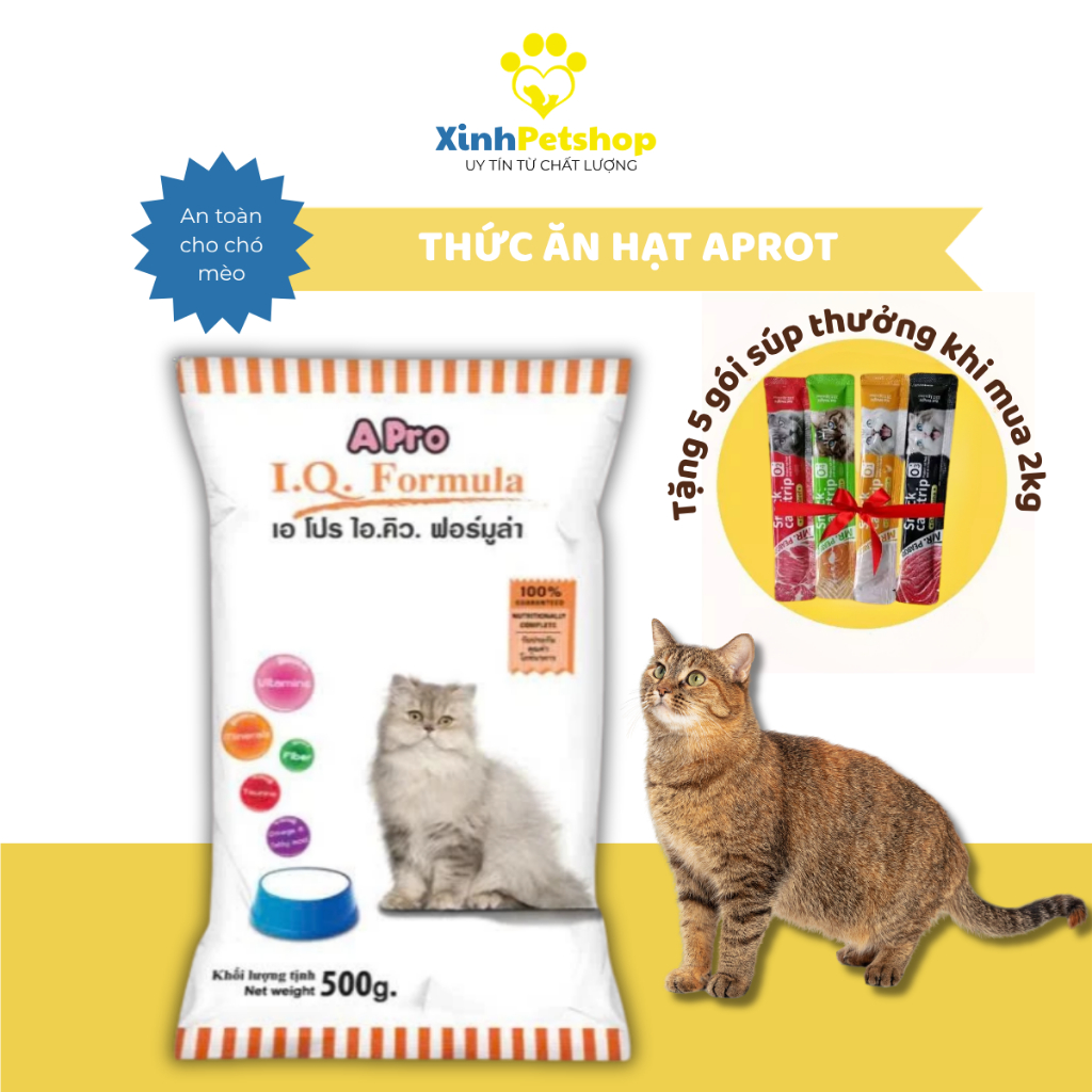 Thức Ăn Hạt Cho Chó Mèo AProt IQ Formula 500g – Dành Cho Mọi Lứa Tuổi, Bổ Sung Vitamin, Taurine, Omega 6