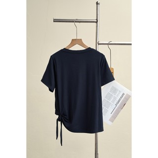 Áo Thun Nữ LAMER FASHION Cộc Tay Chất Cotton Nhún Gấu Buộc Nơ O61S26H024